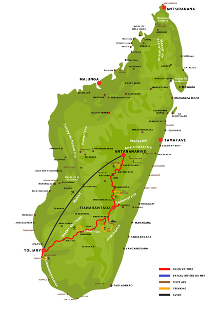 Route nationale 7 et randonnée à Madagascar