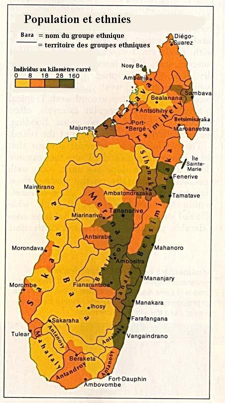 Carte de répartition des ethnies de Madagascar